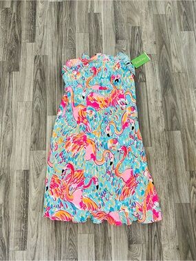 Lilly Pulitzer 2 Tropical Flamingo Shift Dress Franco printed multi peel and eat